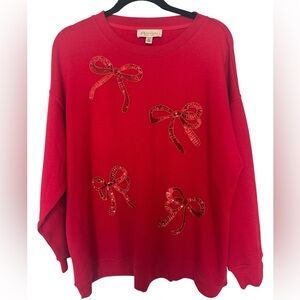 Philosophy Red Long Sleeve Top with sequin, size 1X/TG Sweater